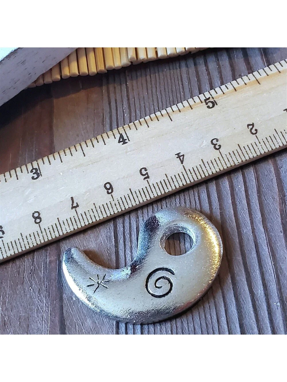 Artsy Carved Silver Aluminum Paisley Punctuation Comma Apostrophe Pendant